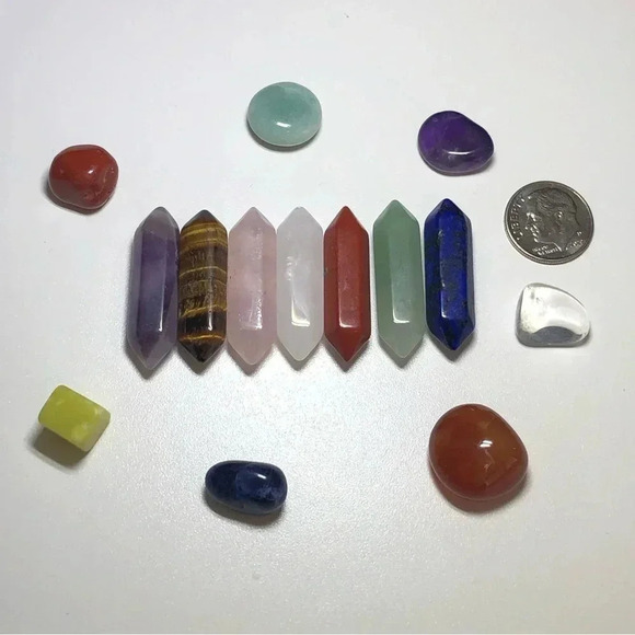 14 Piece Mini Pocket Palm Worry Stone Stones Quartz Reiki Chakra Healing Anxiety - Picture 2 of 2